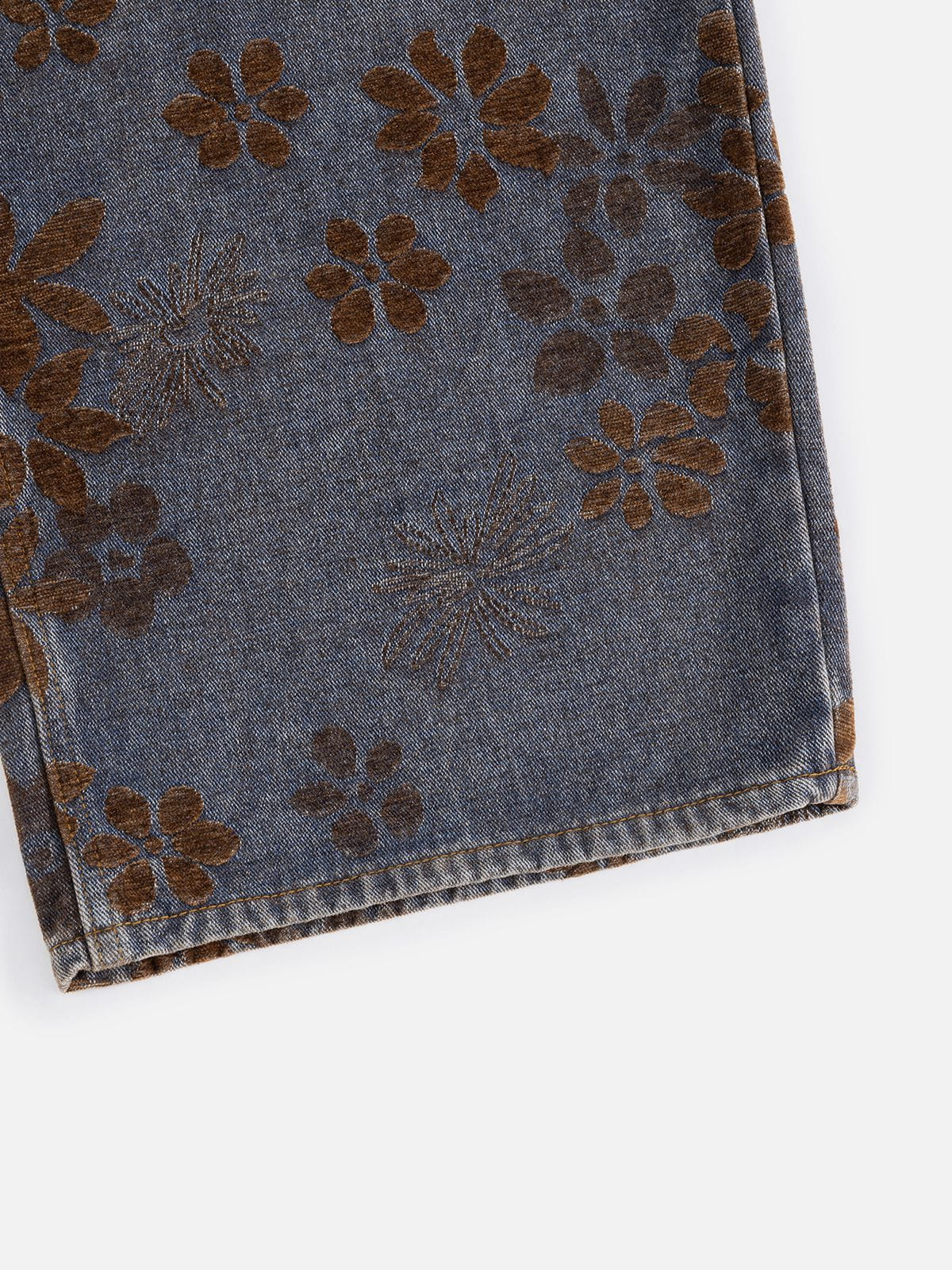 [Pre-Order] Aelfric Eden Flocked Floral Baggy Barrel Jeans